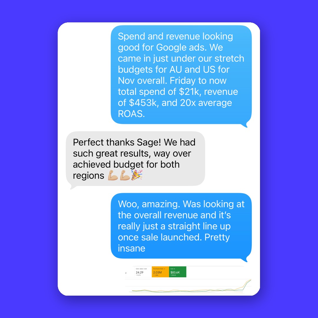 Client feedback on advertising results with Hey Sage