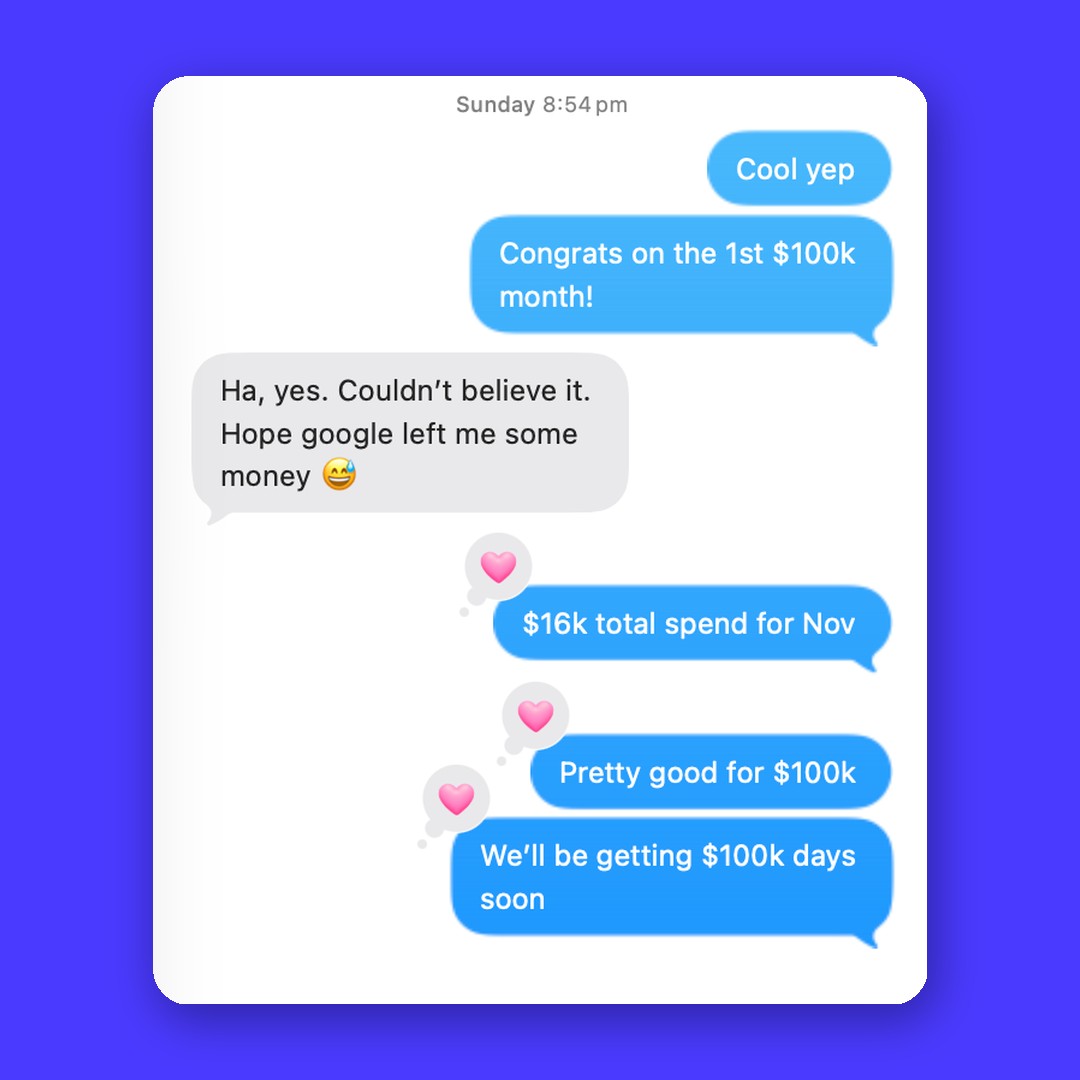 Client feedback on advertising results with Hey Sage